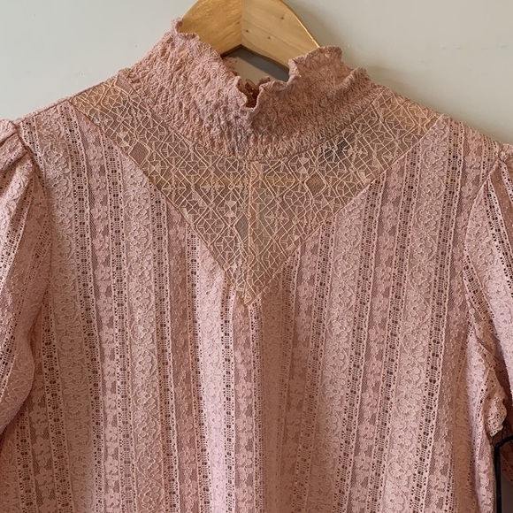 NWT Anthropologie Halogen Dusty Pink Lace Top Size XS - Picture 4 of 17